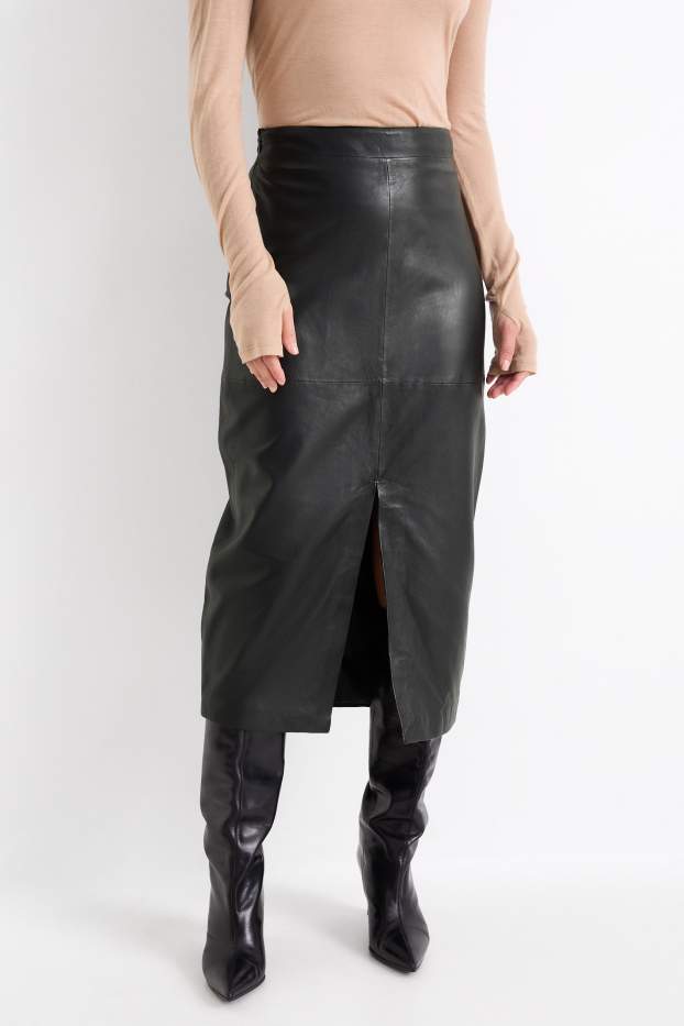 Femmes - Jupe en cuir - noir