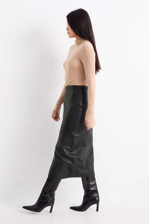 Femmes - Jupe en cuir - noir