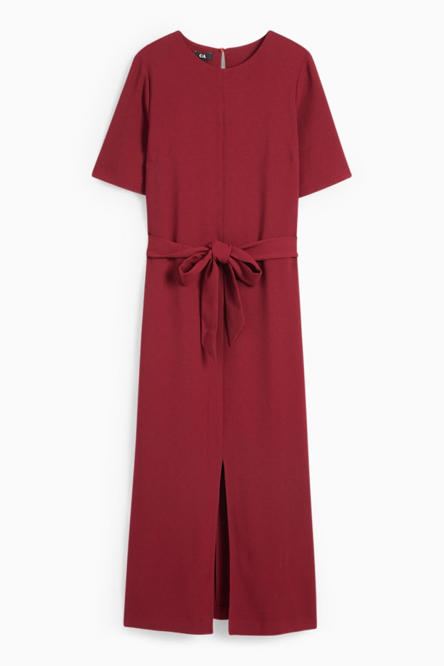Damen - Kleid mit Schlitz - dunkelrot