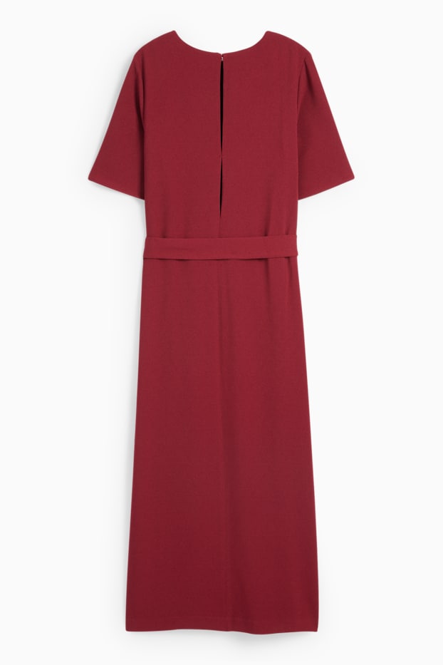 Damen - Kleid mit Schlitz - dunkelrot