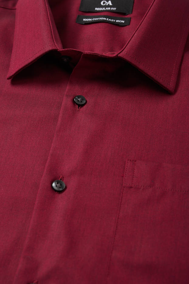 Hommes - Chemise de bureau - regular fit - col kent - facile à repasser - rouge foncé
