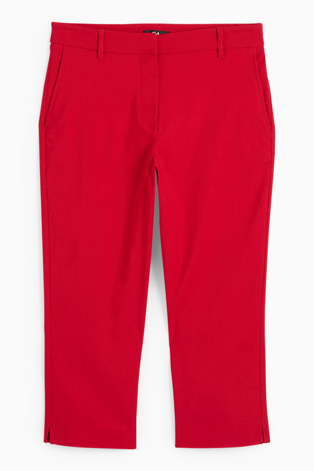 Dámské - Capri kalhoty - mid waist - slim fit - červená
