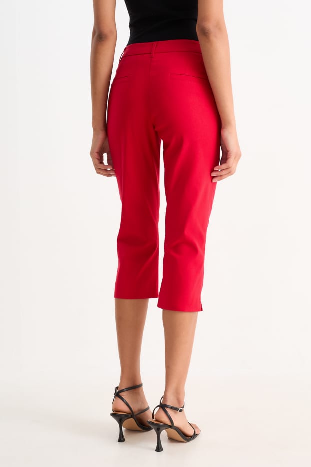 Dámské - Capri kalhoty - mid waist - slim fit - červená