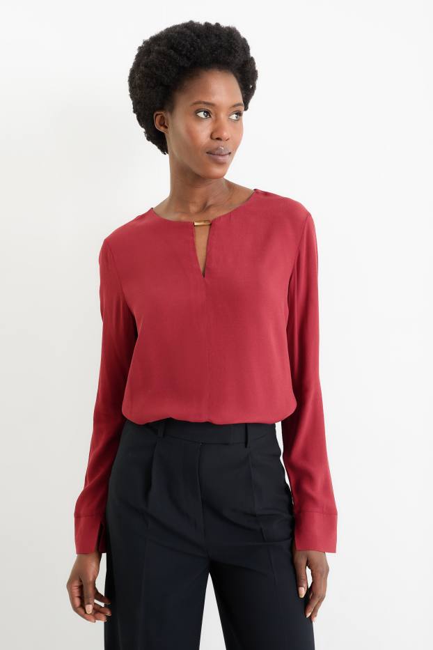 Donna - Blusa - rosso scuro
