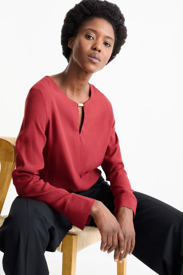 Donna - Blusa - rosso scuro