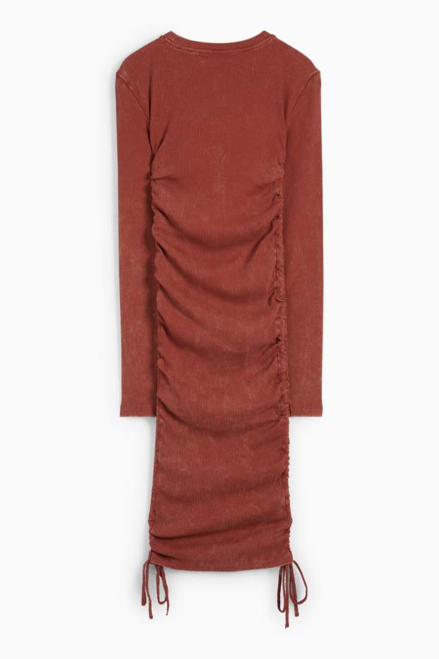 Donna - Vestito aderente - a coste - ruggine
