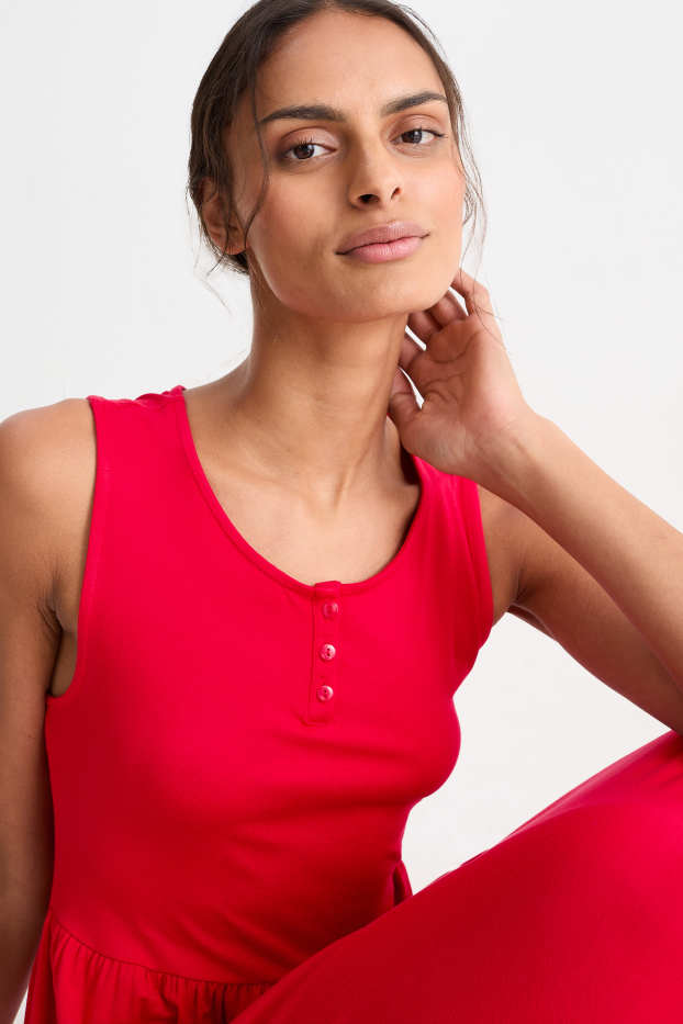 Dona - Vestit bàsic de viscosa - vermell