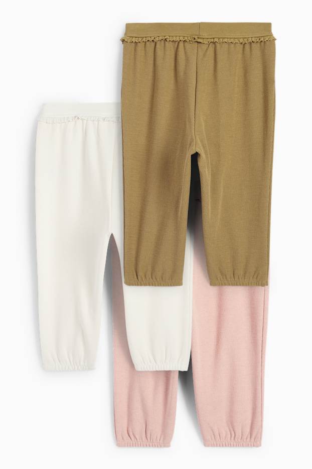 Bébés filles - Lot de 3 - pantalons de jogging bébé - rose / beige