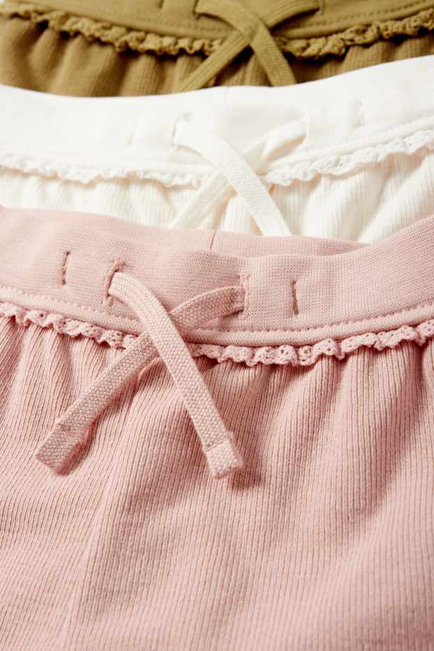 Bébés filles - Lot de 3 - pantalons de jogging bébé - rose / beige