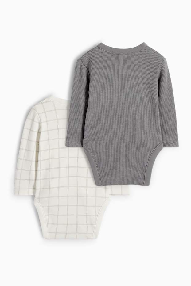 Baby Jungen - Multipack 2er - Baby-Wickelbody - weiss / grau