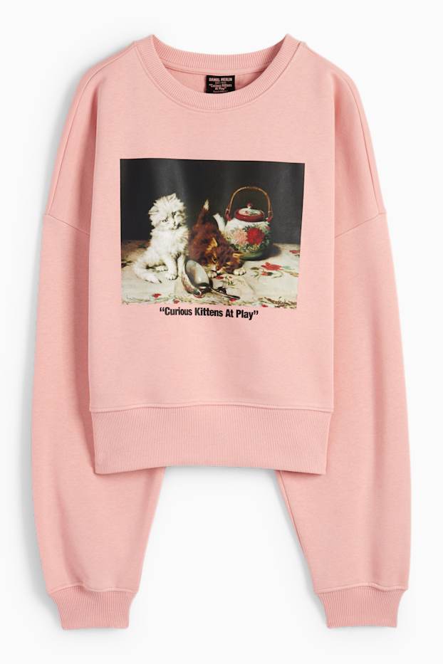 Dames - Sweatshirt - Catlady Collection - donker rose