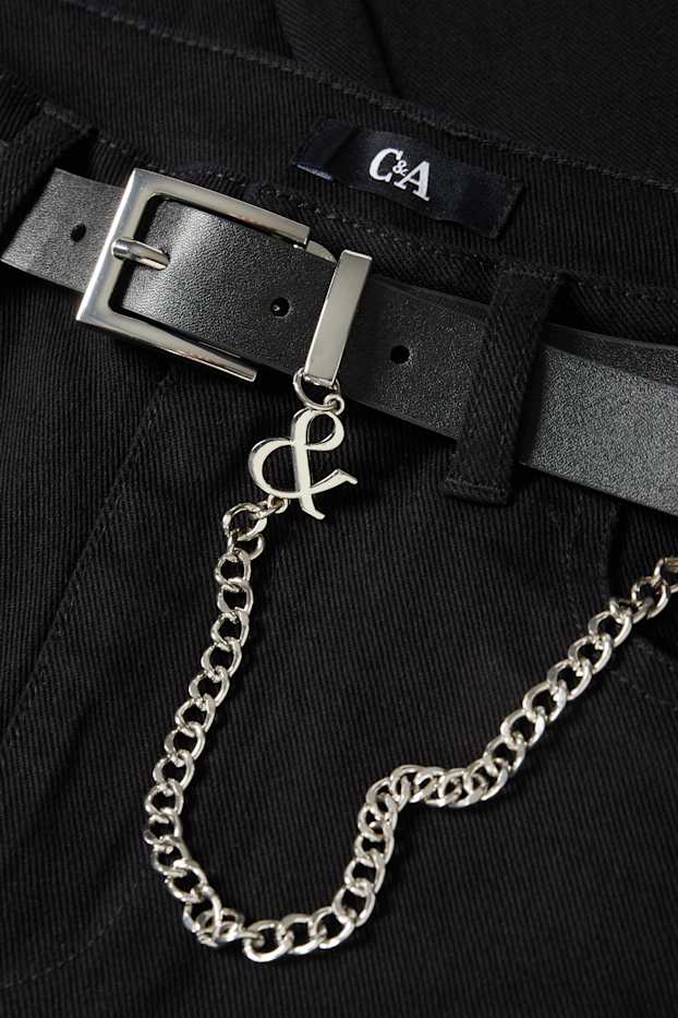 Dámské - Bootcut jeans s páskem - high waist - černá