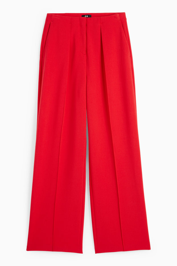 Damen - Stoffhose - High Waist - Wide Leg - rot