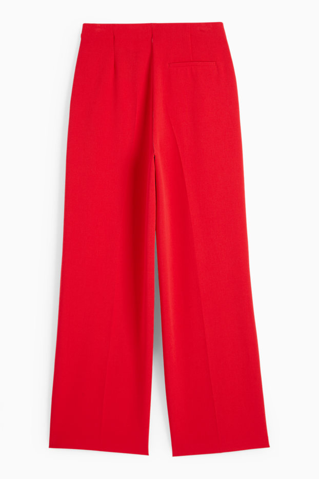 Damen - Stoffhose - High Waist - Wide Leg - rot