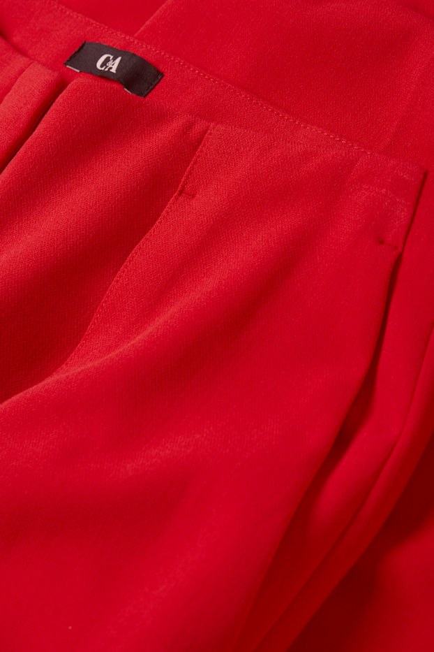 Damen - Stoffhose - High Waist - Wide Leg - rot