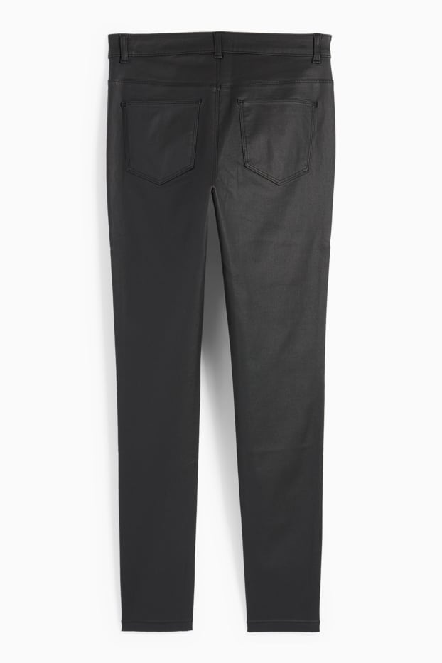 Femmes - Pantalon - high waist - skinny fit - brillant - noir