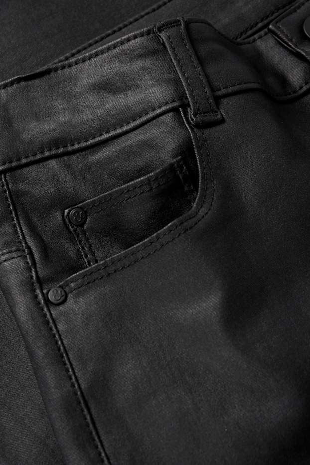 Femmes - Pantalon - high waist - skinny fit - brillant - noir