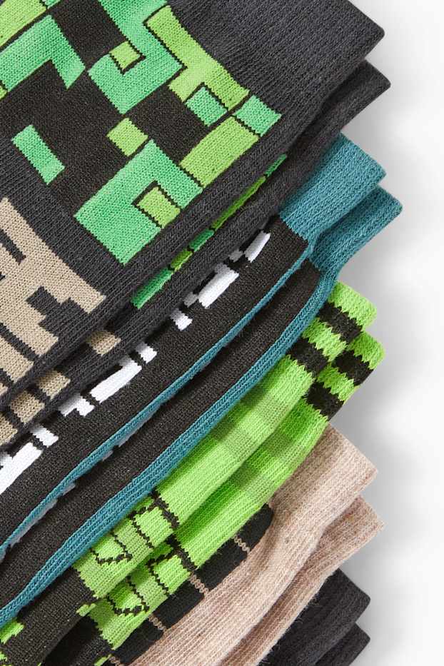 Kinder Buben - Multipack 5er - Minecraft - Socken mit Motiv - schwarz