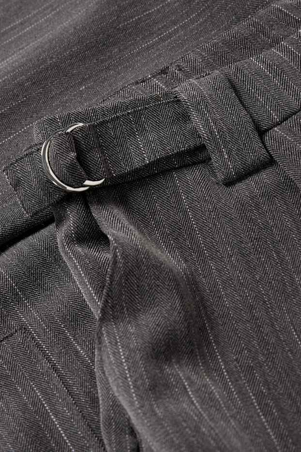 Dámské - Cargo kalhoty - mid waist - wide leg - s úzkými proužky - tmavošedá