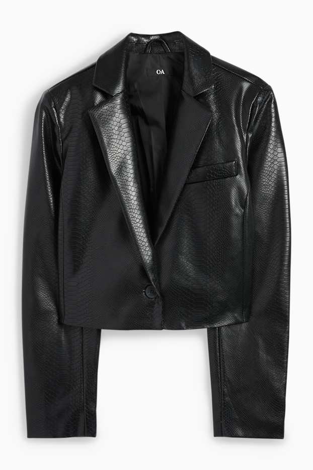 Dona - Americana crop - pell sintètica - negre