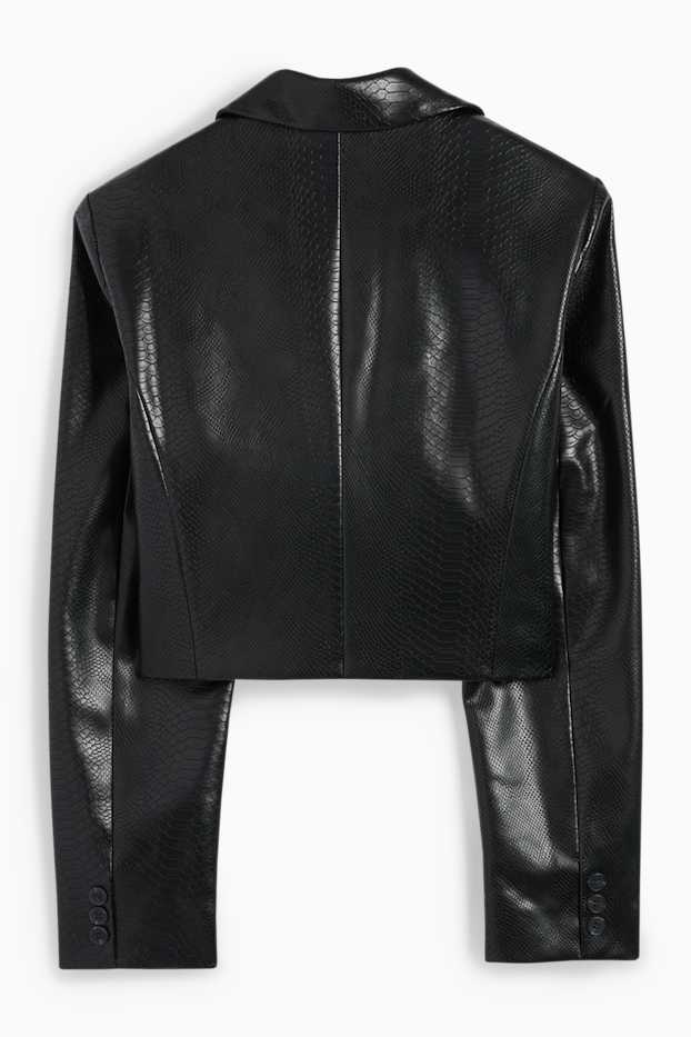 Dona - Americana crop - pell sintètica - negre