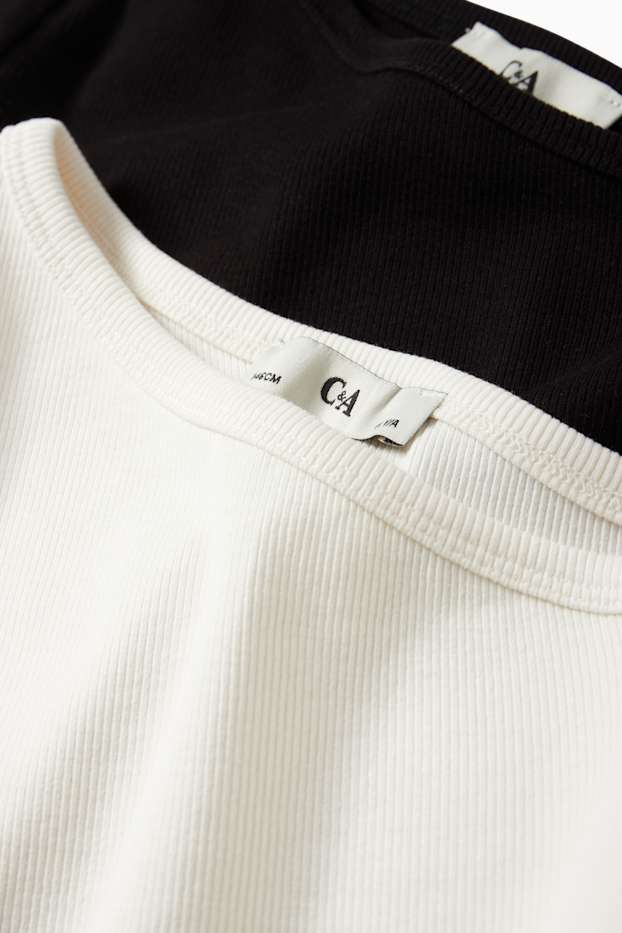 Bambine - Confezione da 2 - maglia a maniche lunghe - a costine - bianco / nero
