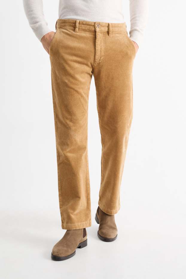 Home - Pantalons de pana - regular fit - marró clar