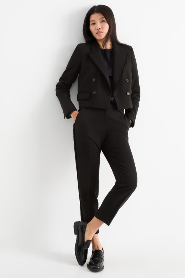 Dámské - Business kalhoty - mid waist - straight fit - černá