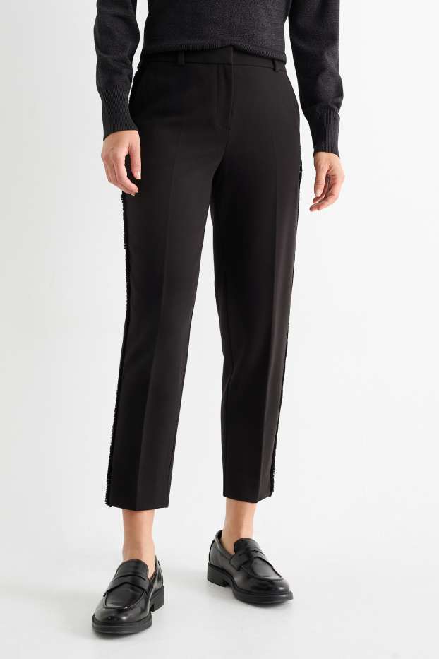 Dámské - Business kalhoty - mid waist - straight fit - černá