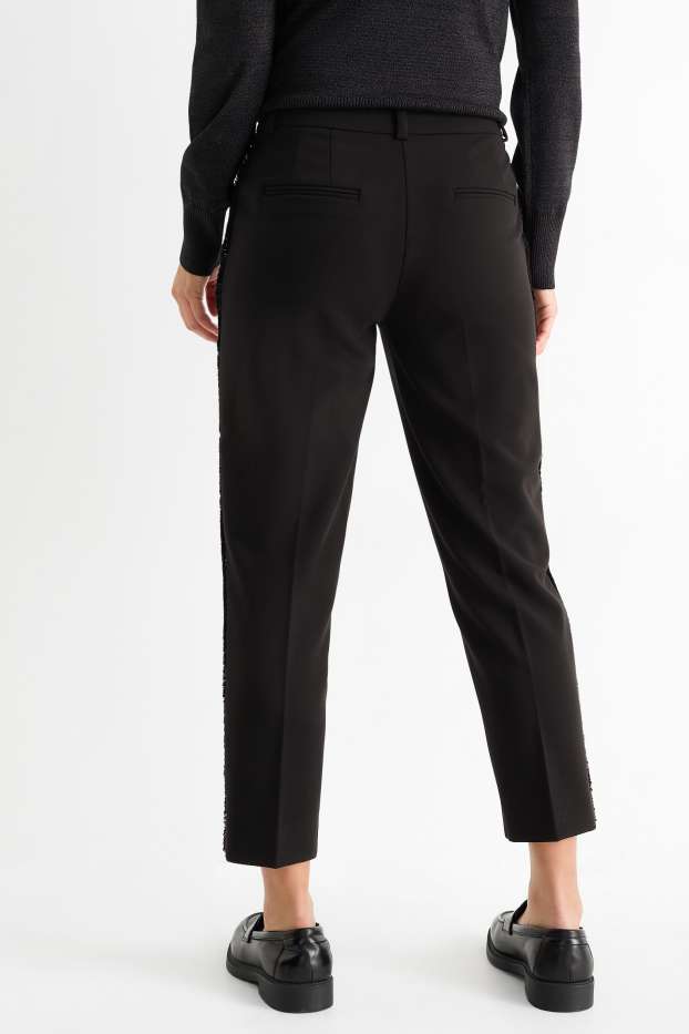 Dámské - Business kalhoty - mid waist - straight fit - černá