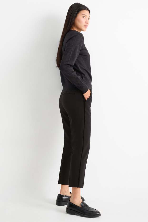 Dámské - Business kalhoty - mid waist - straight fit - černá