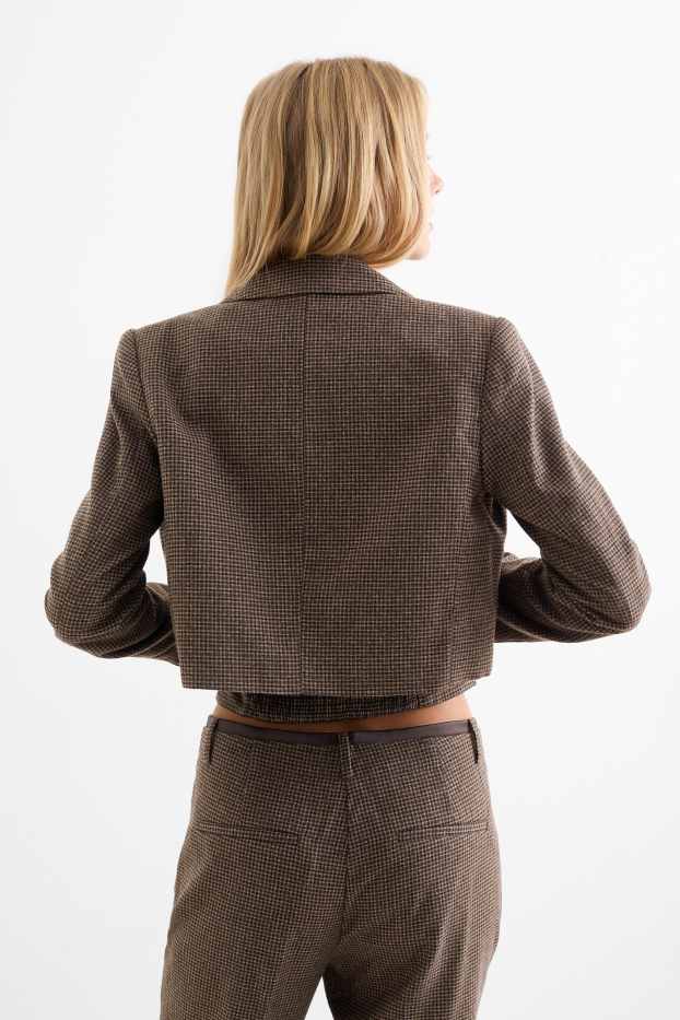 Femmes - Blazer court - à carreaux - marron foncé