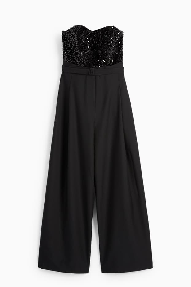Damen - Jumpsuit mit Gürtel - schwarz