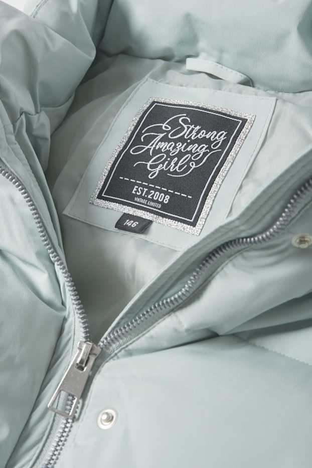Kinder Mädchen - Steppjacke mit Kapuze - mintgrün