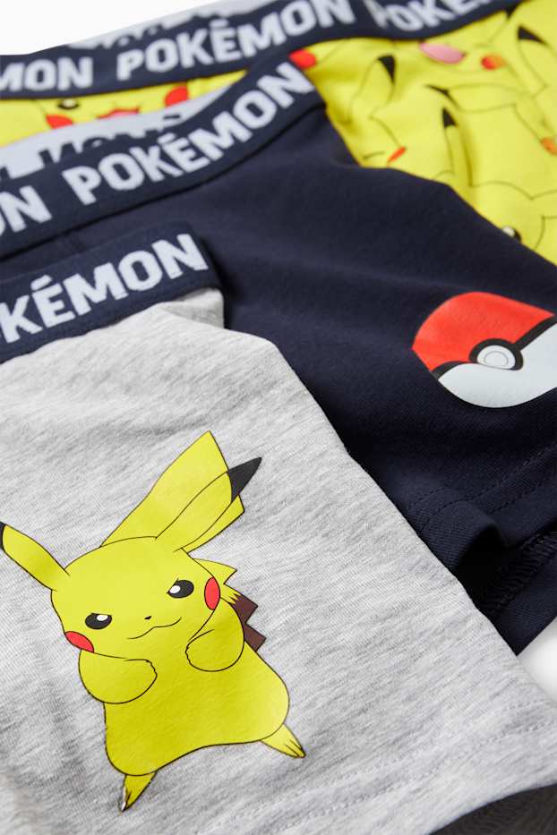 Bambini - Confezione da 3 - Pokémon - Pikachu - boxer - grigio