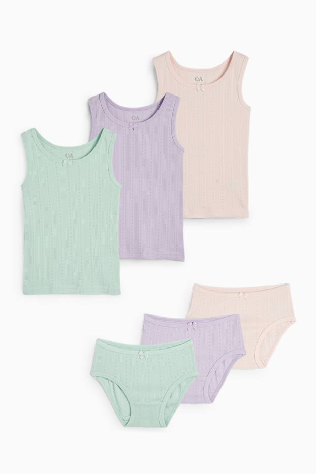 Kinder Mädchen - Multipack 6er - 3 Singlets und 3 Slips - hellviolett