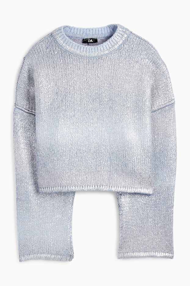 Femmes - Pull - brillant - à motif - bleu