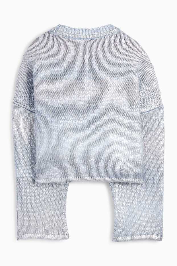Femmes - Pull - brillant - à motif - bleu