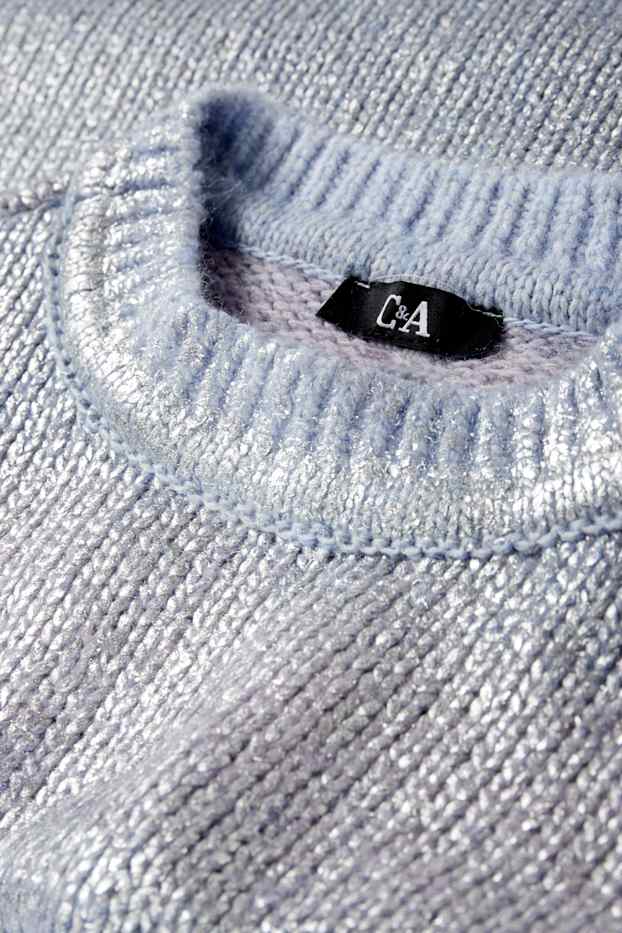 Femmes - Pull - brillant - à motif - bleu