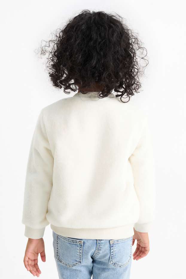 Enfants filles - Licorne - ensemble - sweat et moufles - deux pièces - blanc crème