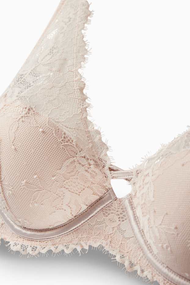 Femei - Sutien cu armătură - PLUNGE - vătuit - bej deschis