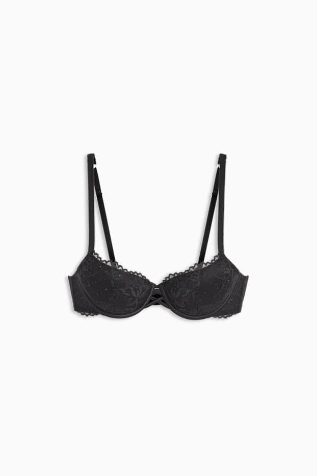 Femei - Sutien cu armătură - DEMI - vătuit - negru