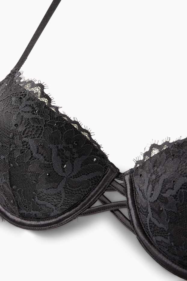 Femei - Sutien cu armătură - DEMI - vătuit - negru