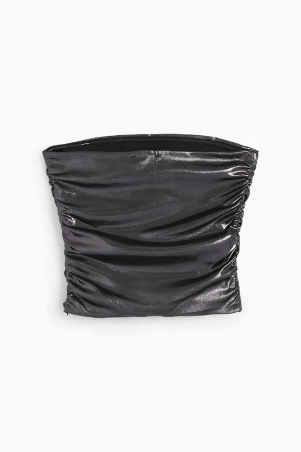 Donna - Top a fascia - effetto brillante - nero