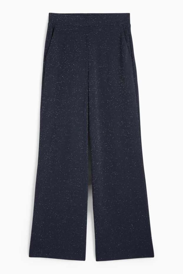Femmes - Pantalon en jersey - mid waist - wide leg - bleu foncé