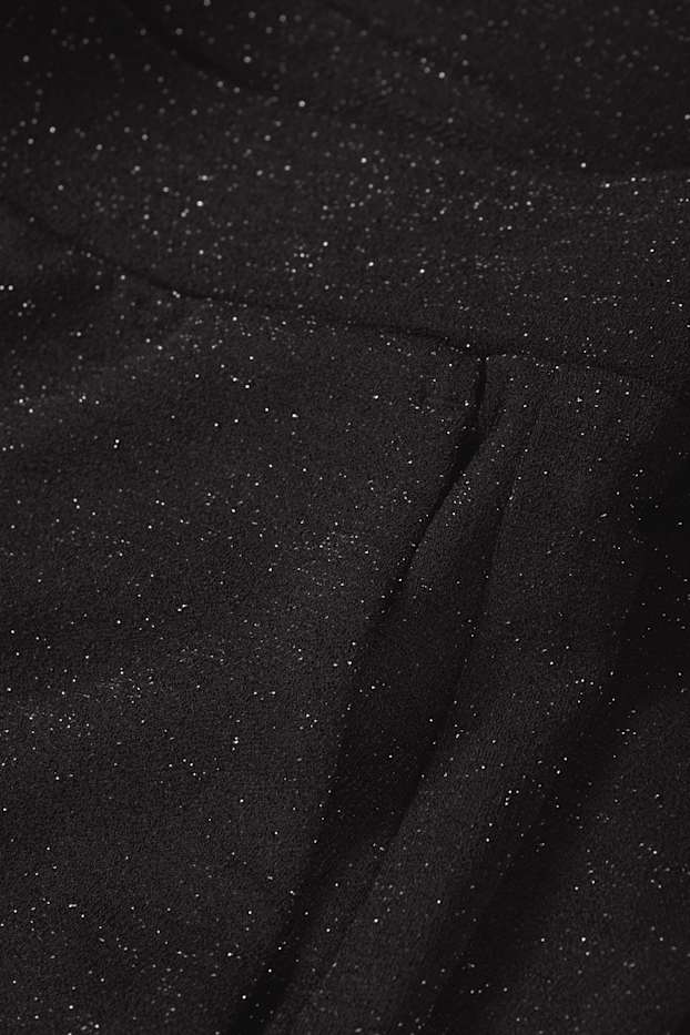 Damen - Jersey-Hose - Mid Waist - Wide Leg  - schwarz