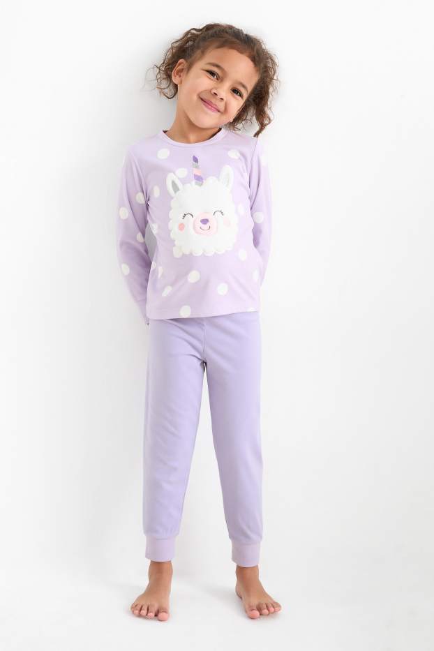 Nena - Paquet de 2 - llama - pijama de teixit polar - 4 peces - violeta clar