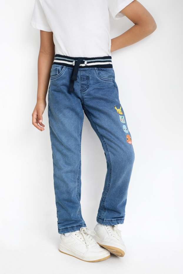 Copii - Băieți - Pokémon - straight jeans - jeans termoizolanți - denim-albastru