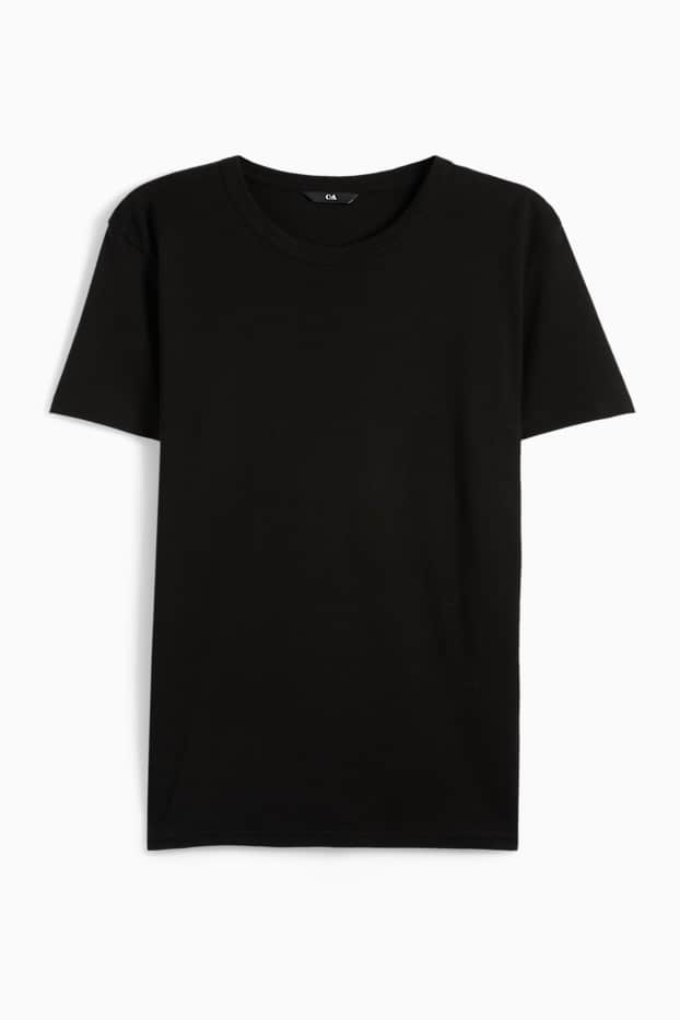 Hommes - T-shirt - slim fit - fines côtes - noir
