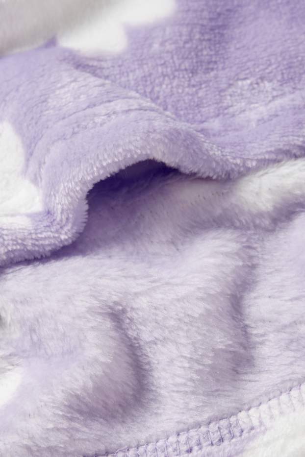 Copii - Fete - Pijama de iarnă - 2 piese - cu flori - violet deschis